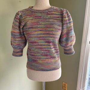 Design History XS puffed short sleeve sweater. Pastel knit. Coquette Cottagecore